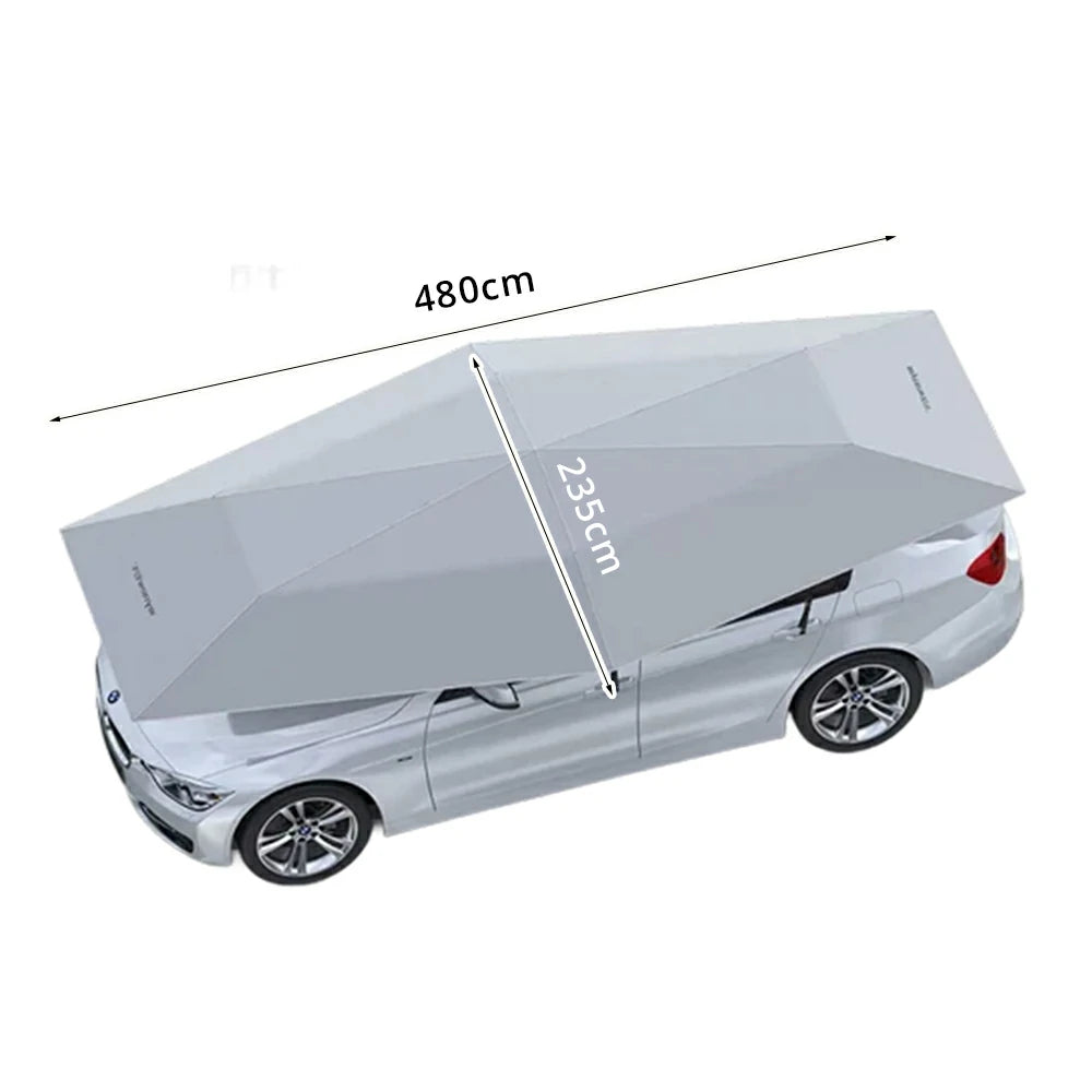 SOLARA Car Sun Shade Cover 210D Oxford Fabric Strong Suction Waterproof UV Protection 420/480cm for Outdoor Parking - Silver