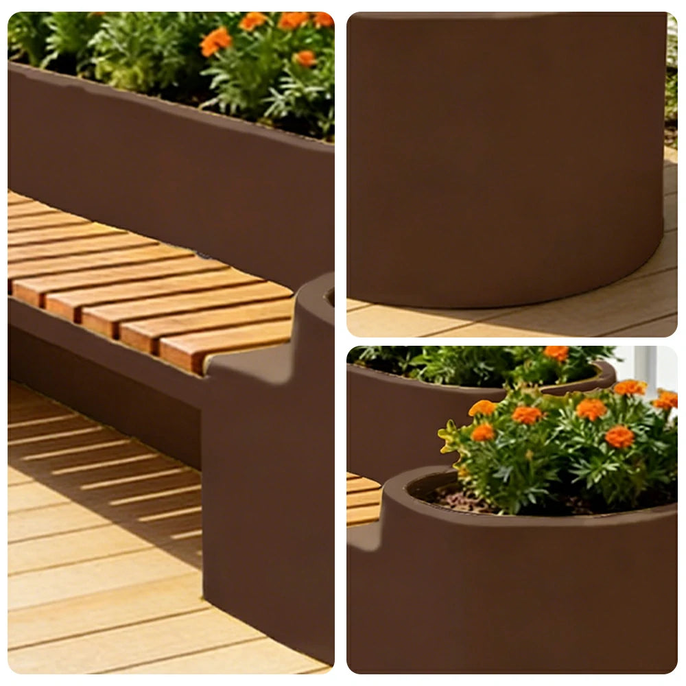 SOLARA 120/150/180cm Outdoor Metal Planter Box Thick Galvanized Steel Frame with High-Temp Coating for Commercial Patio Terrace - Coffee