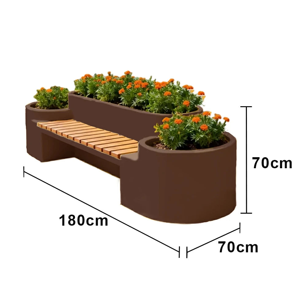SOLARA 120/150/180cm Outdoor Metal Planter Box Thick Galvanized Steel Frame with High-Temp Coating for Commercial Patio Terrace - Coffee