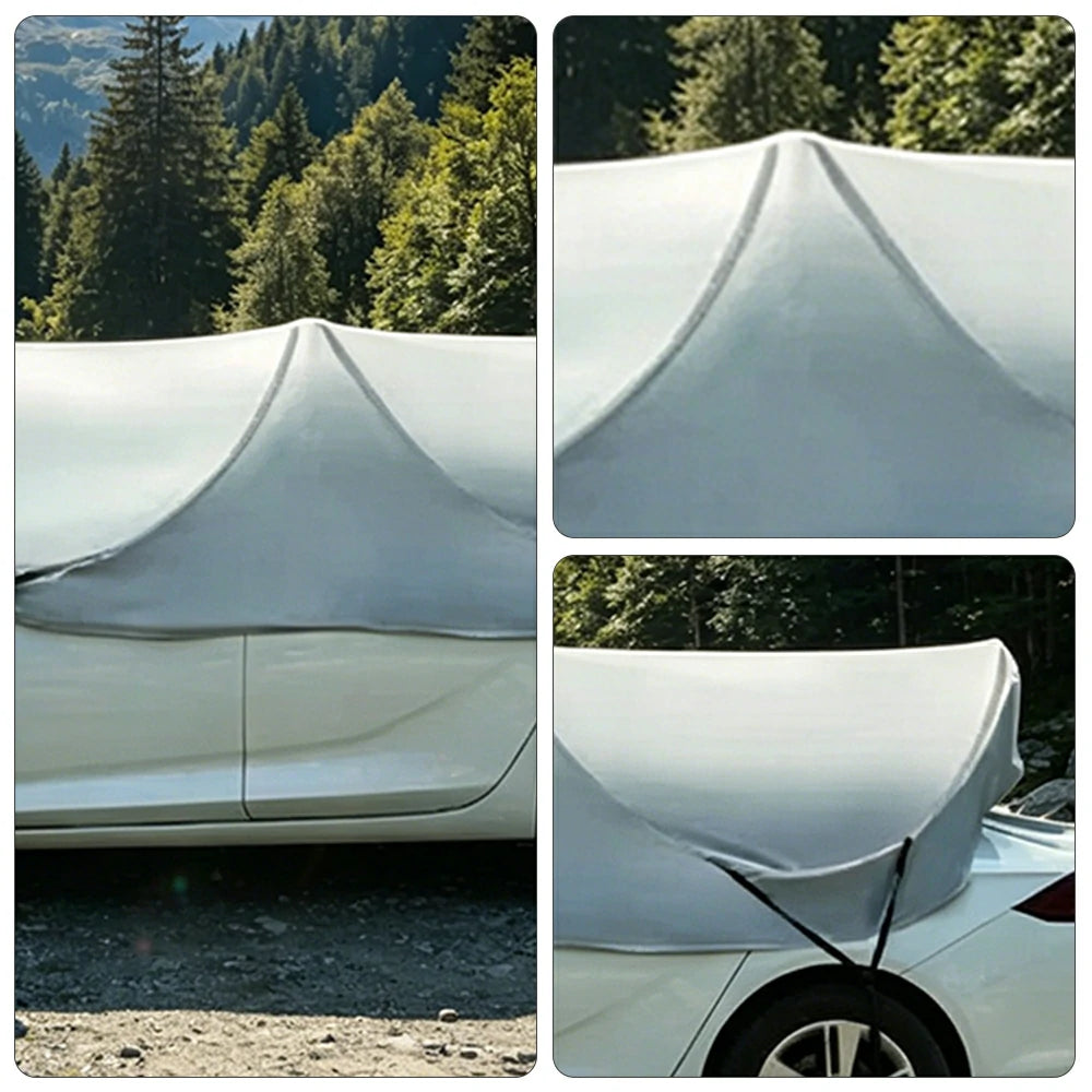 SOLARA Pop Up Car Sunshade Cover Blackout UV Protection Heat Insulation Portable for Outdoor Parking Sedan SUV - Silver