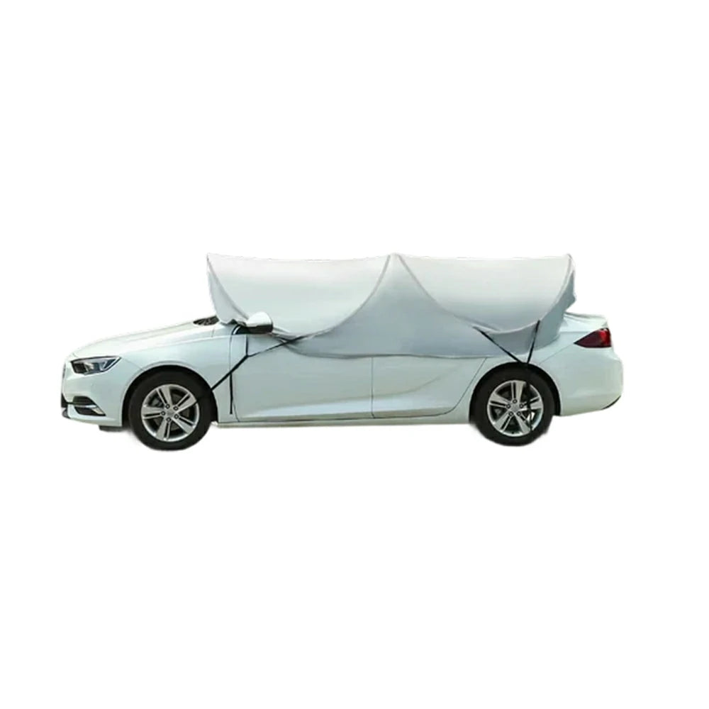 SOLARA Pop Up Car Sunshade Cover Blackout UV Protection Heat Insulation Portable for Outdoor Parking Sedan SUV - Silver
