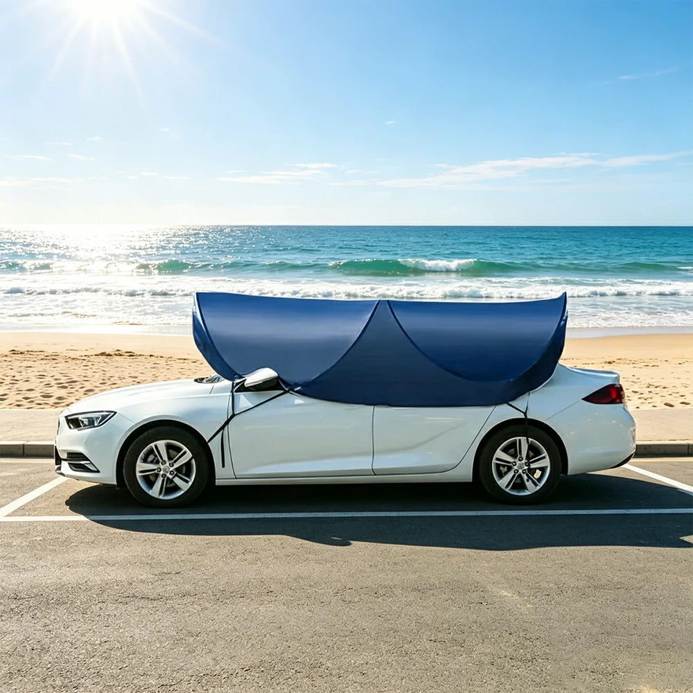 SOLARA Pop Up Car Sunshade Cover Blackout UV Protection Heat Insulation Portable for Outdoor Parking Sedan SUV - Blue