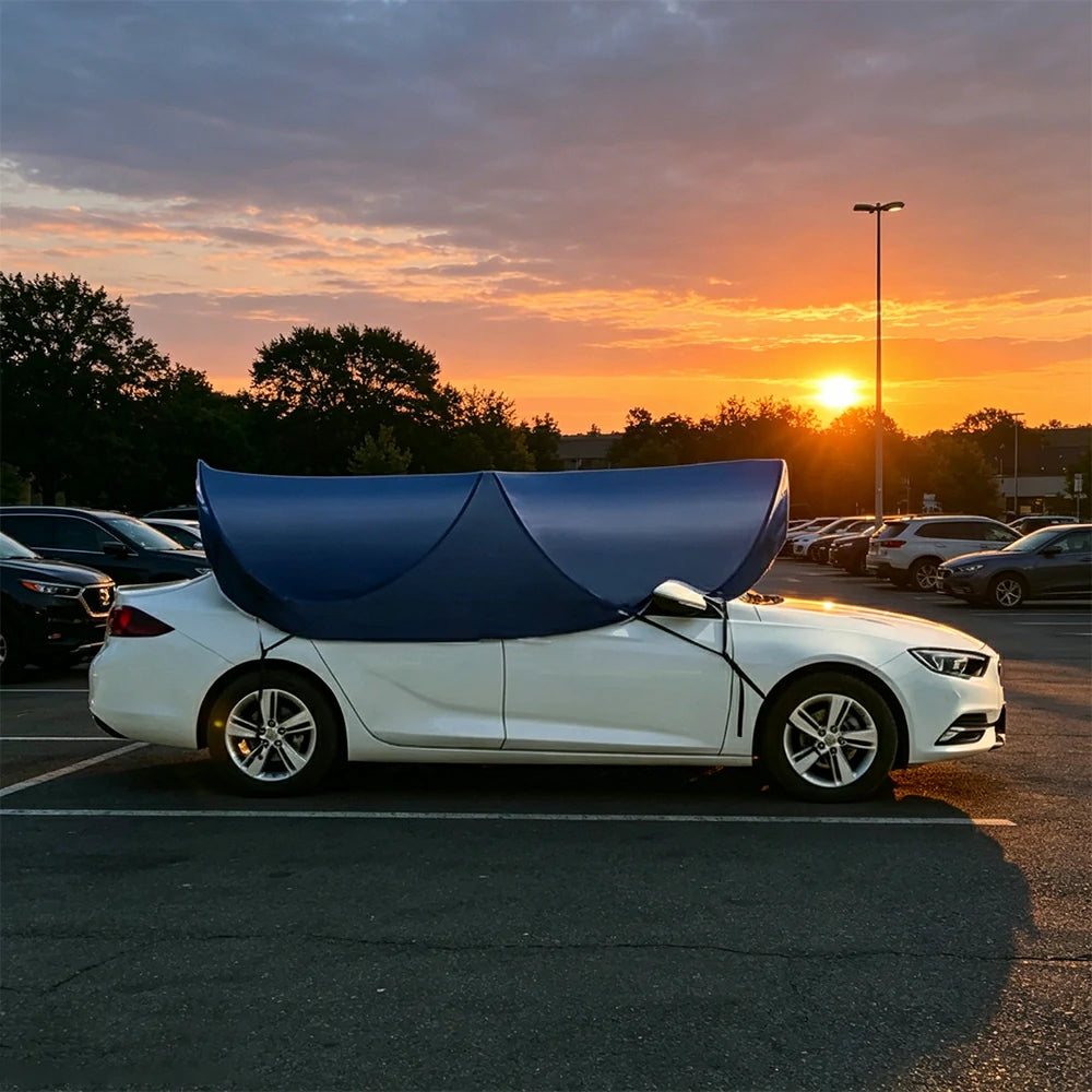 SOLARA Pop Up Car Sunshade Cover Blackout UV Protection Heat Insulation Portable for Outdoor Parking Sedan SUV - Blue