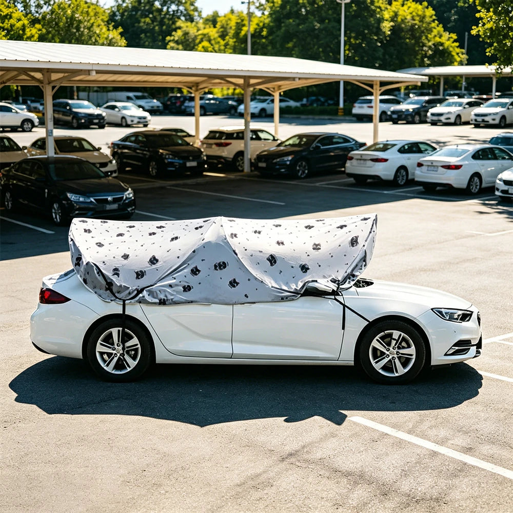 SOLARA Pop Up Car Sunshade Cover Cartoon Pattern Blackout UV Protection Heat Insulation Portable for Outdoor Parking Sedan SUV
