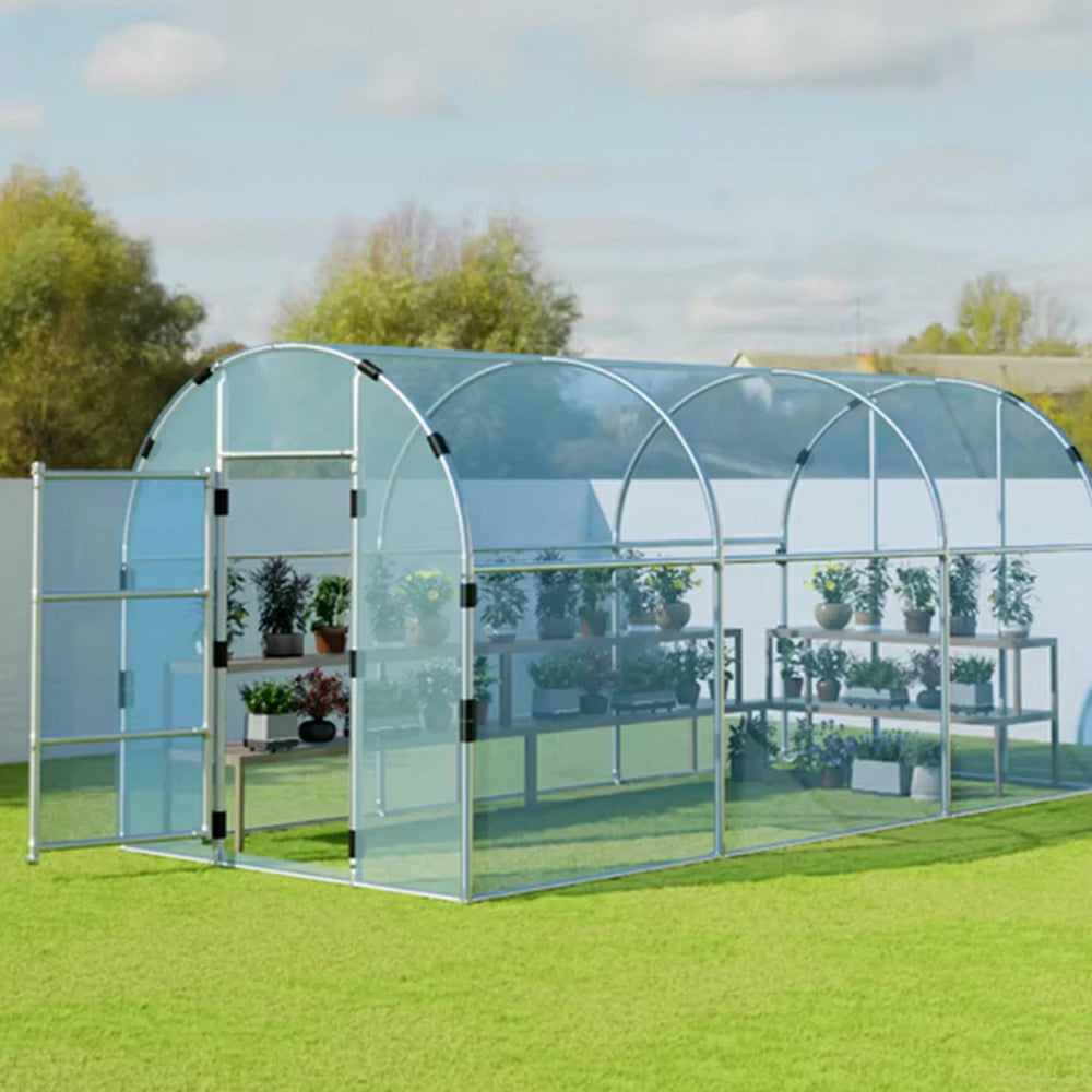 SOLARA Outdoor Greenhouse High Transparency Cover Reinforced Galvanized Steel Frame Weatherproof 400/600cm for Garden Backyard Planting
