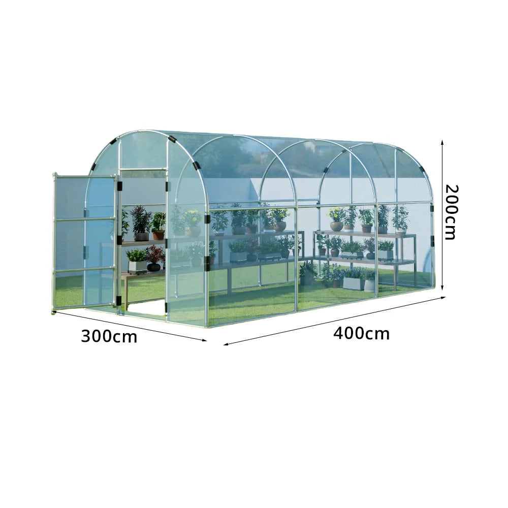 SOLARA Outdoor Greenhouse High Transparency Cover Reinforced Galvanized Steel Frame Weatherproof 400/600cm for Garden Backyard Planting