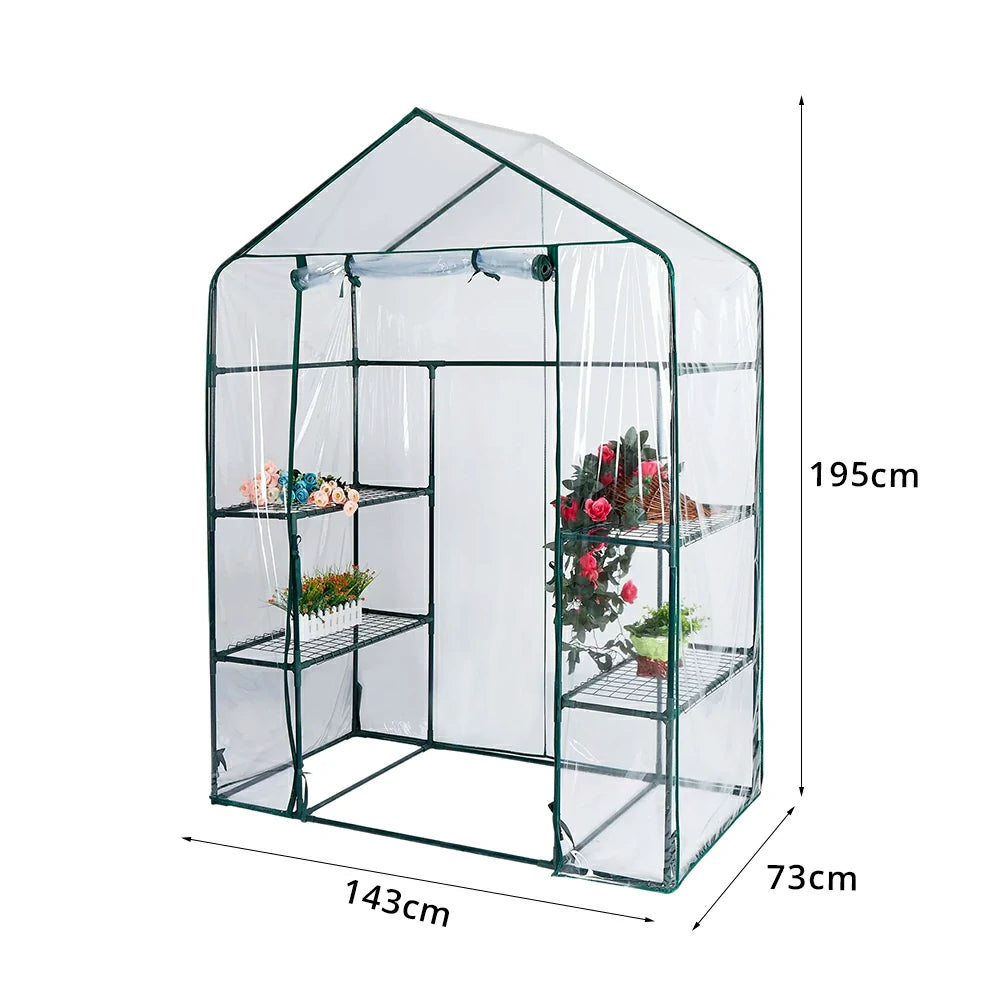 SOLARA Mini Walk-in Greenhouse Single Tier Transparent Cover Breathable Mesh Roll-Up Door Compact Design for Balcony Garden