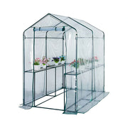 SOLARA Mini Walk-in Greenhouse 2-Tier Transparent Cover Breathable Mesh Roll-Up Door Compact Design for Balcony Garden