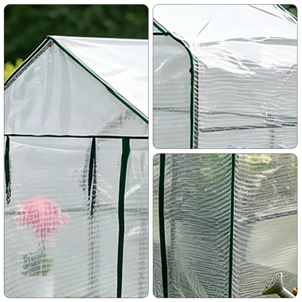SOLARA Mini Walk-in Greenhouse Single Tier White Cover Breathable Mesh Roll-Up Door Compact Design for Balcony Garden