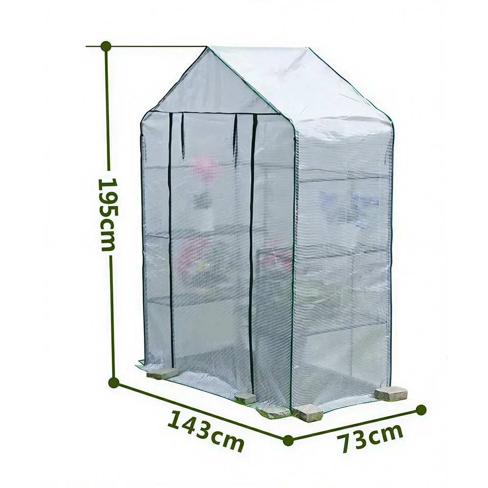 SOLARA Mini Walk-in Greenhouse Single Tier White Cover Breathable Mesh Roll-Up Door Compact Design for Balcony Garden