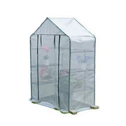 SOLARA Mini Walk-in Greenhouse Single Tier White Cover Breathable Mesh Roll-Up Door Compact Design for Balcony Garden