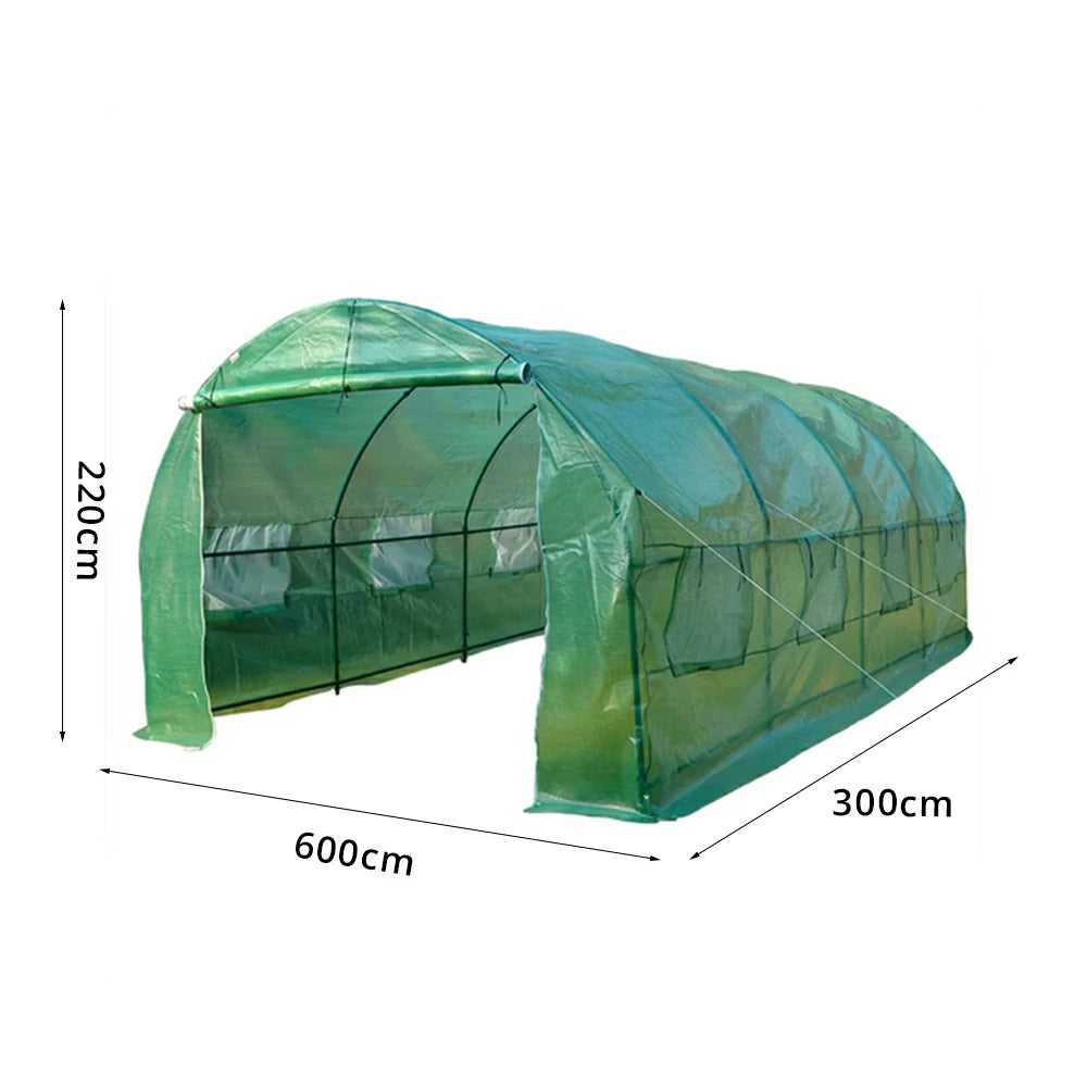 SOLARA Reinforced Outdoor Greenhouse Steel Frame High Light Transmission PE Cover Weatherproof for Garden Backyard Planting - Green