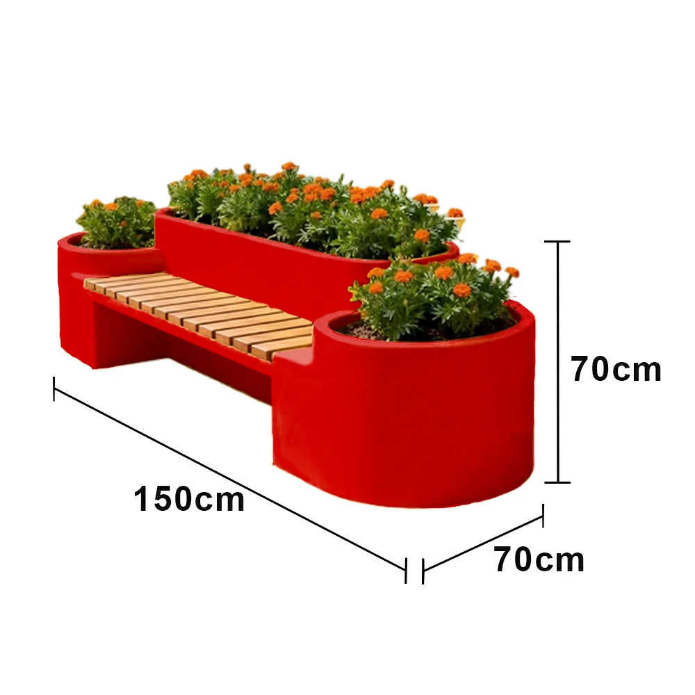 SOLARA 120/150/180cm Outdoor Metal Planter Box Thick Galvanized Steel Frame with High-Temp Coating for Commercial Patio Terrace - Red