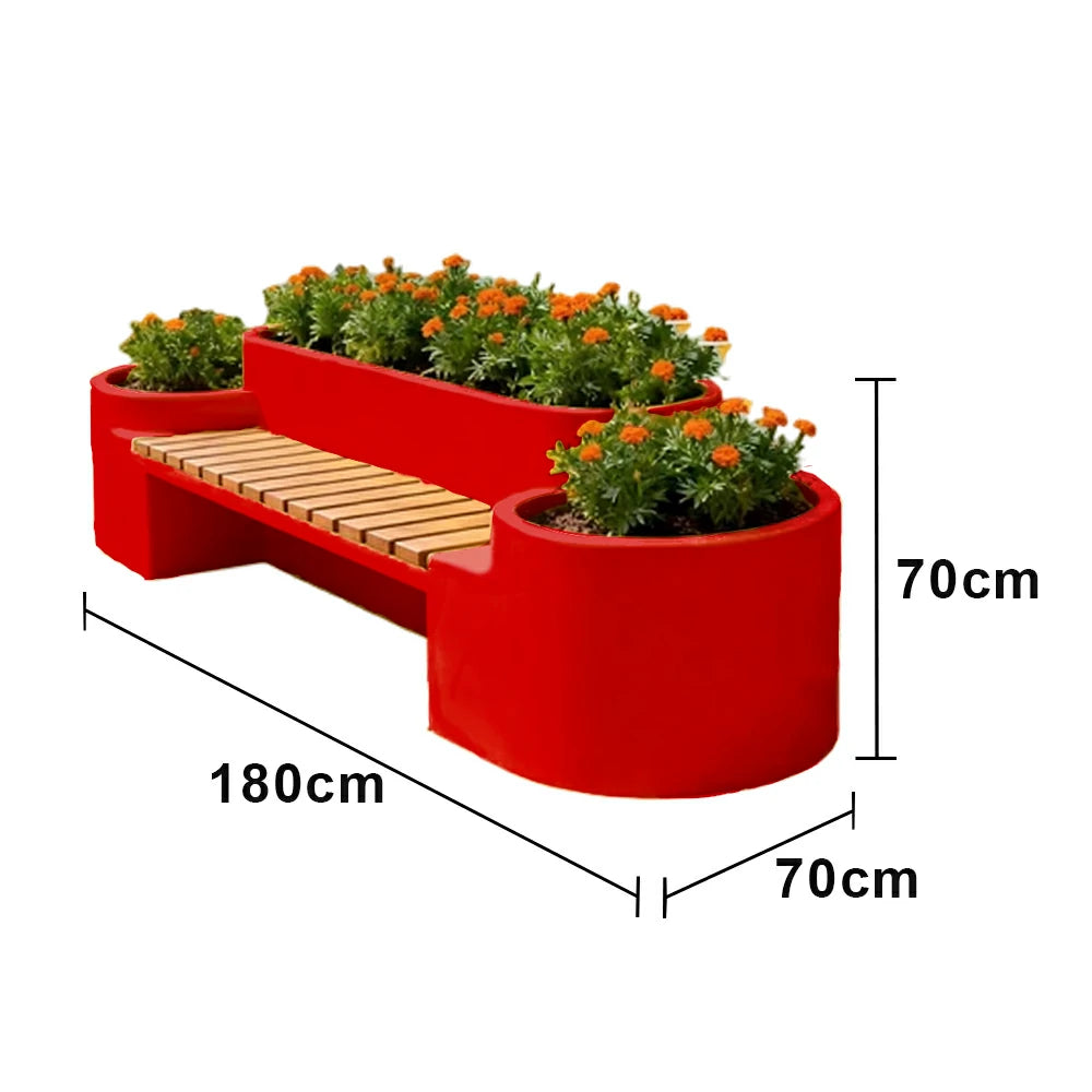 SOLARA 120/150/180cm Outdoor Metal Planter Box Thick Galvanized Steel Frame with High-Temp Coating for Commercial Patio Terrace - Red
