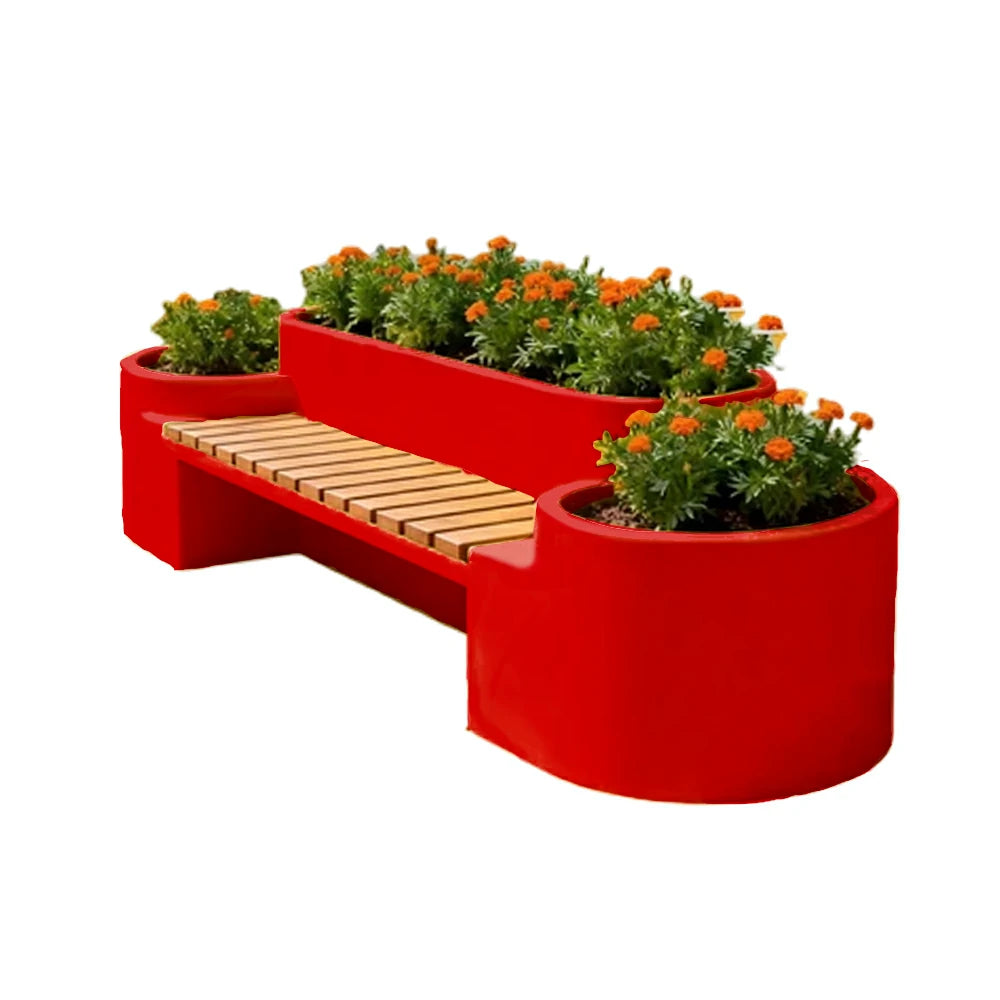 SOLARA 120/150/180cm Outdoor Metal Planter Box Thick Galvanized Steel Frame with High-Temp Coating for Commercial Patio Terrace - Red