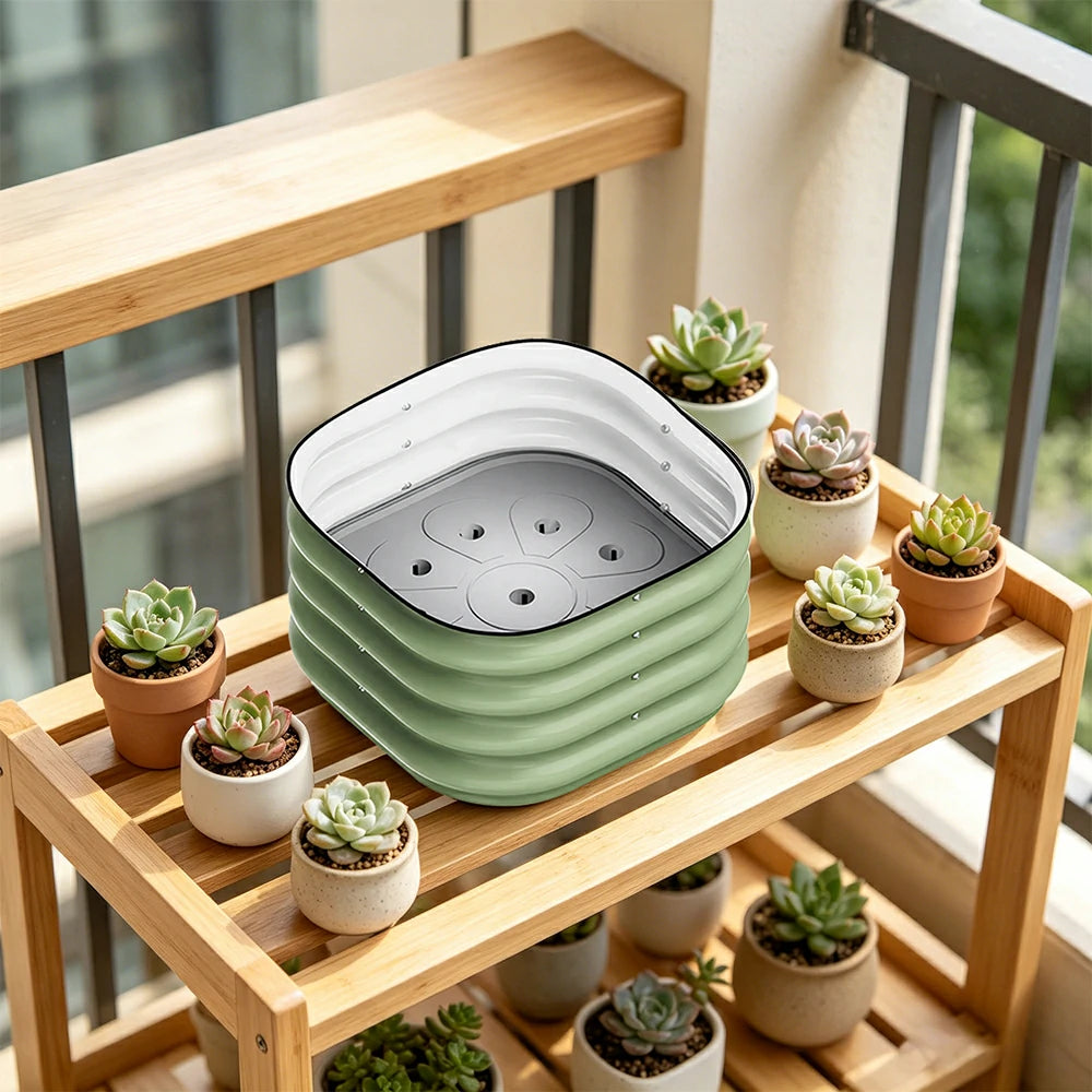 SOLARA Modular Raised Garden Bed with Water Reservoir Reinforced Outdoor Planter Box 40x40x28cm for Balcony Courtyard