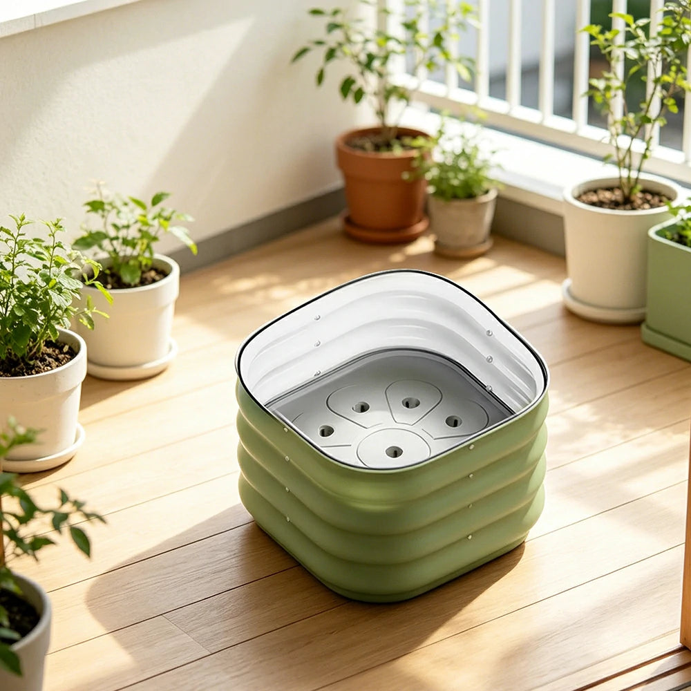 SOLARA Modular Raised Garden Bed with Water Reservoir Reinforced Outdoor Planter Box 40x40x28cm for Balcony Courtyard
