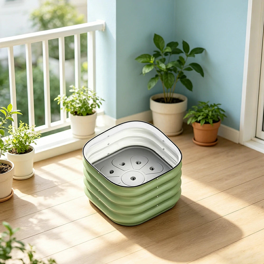 SOLARA Modular Raised Garden Bed with Water Reservoir Reinforced Outdoor Planter Box 40x40x28cm for Balcony Courtyard