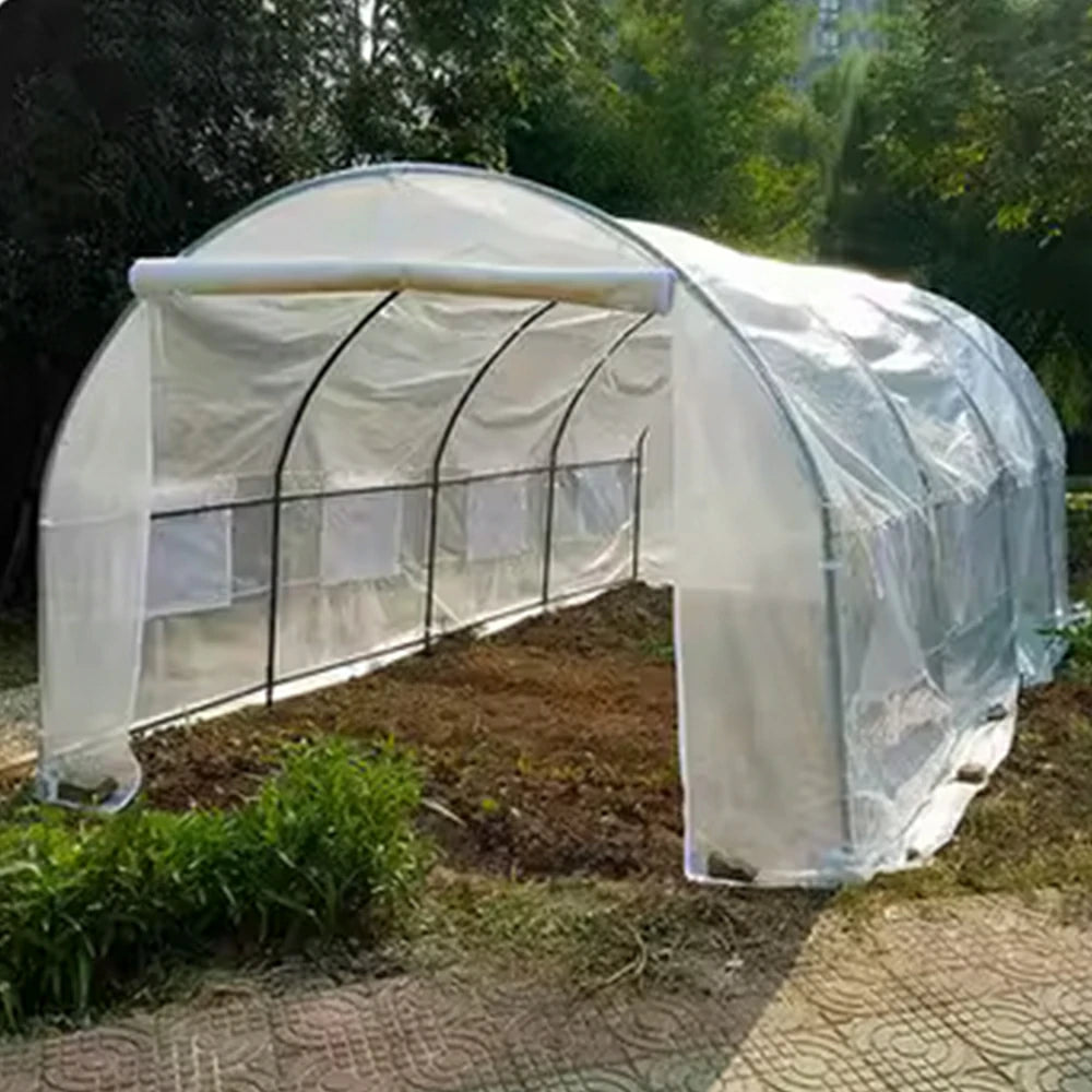 SOLARA Reinforced Outdoor Greenhouse Steel Frame High Light Transmission PE Cover Weatherproof for Garden Backyard Planting - White