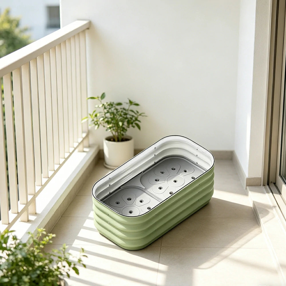 SOLARA Modular Raised Garden Bed with Water Reservoir Reinforced Outdoor Planter Box 80x40x28cm for Balcony Courtyard