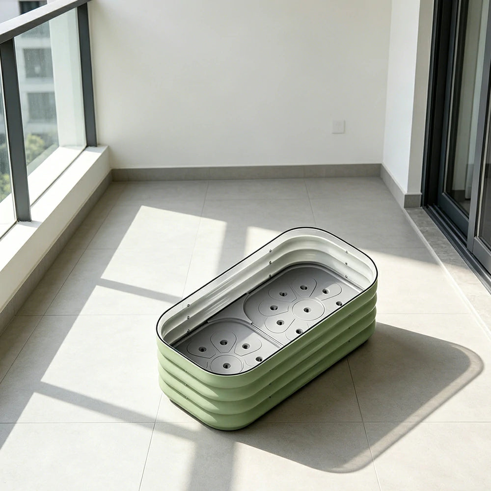 SOLARA Modular Raised Garden Bed with Water Reservoir Reinforced Outdoor Planter Box 80x40x28cm for Balcony Courtyard