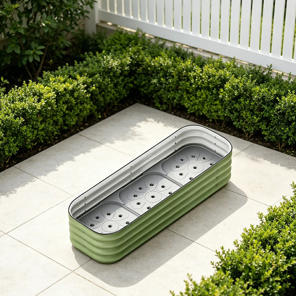 SOLARA Modular Raised Garden Bed with Water Reservoir Reinforced Outdoor Planter Box 120x40x28cm for Balcony Courtyard