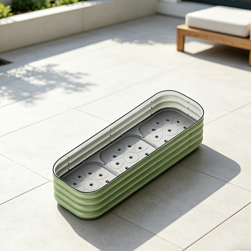 SOLARA Modular Raised Garden Bed with Water Reservoir Reinforced Outdoor Planter Box 120x40x28cm for Balcony Courtyard