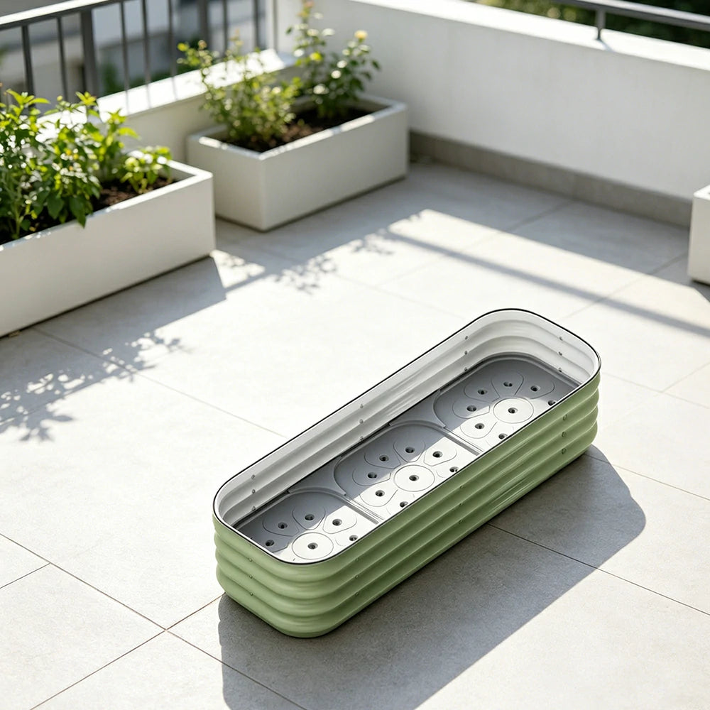 SOLARA Modular Raised Garden Bed with Water Reservoir Reinforced Outdoor Planter Box 120x40x28cm for Balcony Courtyard