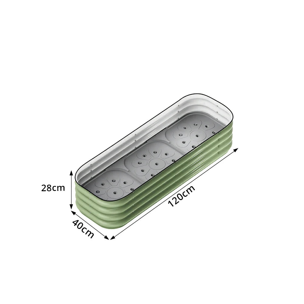 SOLARA Modular Raised Garden Bed with Water Reservoir Reinforced Outdoor Planter Box 120x40x28cm for Balcony Courtyard
