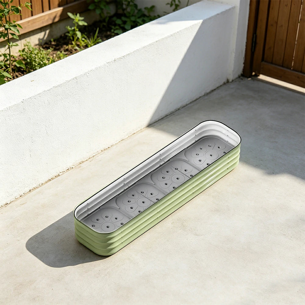 SOLARA Modular Raised Garden Bed with Water Reservoir Reinforced Outdoor Planter Box 160x40x28cm for Balcony Courtyard