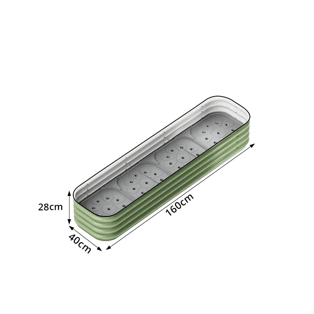 SOLARA Modular Raised Garden Bed with Water Reservoir Reinforced Outdoor Planter Box 160x40x28cm for Balcony Courtyard