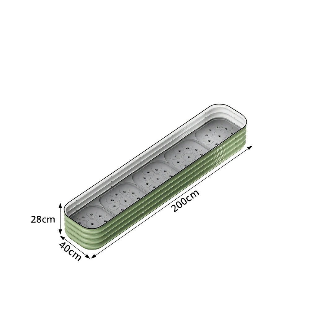 SOLARA Modular Raised Garden Bed with Water Reservoir Reinforced Outdoor Planter Box 200x40x28cm for Balcony Courtyard
