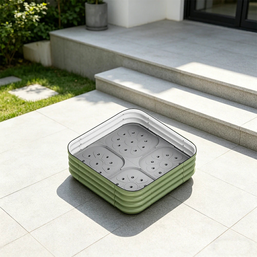 SOLARA Modular Raised Garden Bed with Water Reservoir Reinforced Outdoor Planter Box 80x80x28cm for Balcony Courtyard