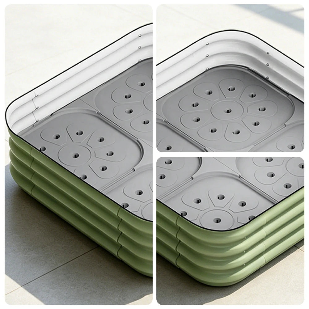 SOLARA Modular Raised Garden Bed with Water Reservoir Reinforced Outdoor Planter Box 80x80x28cm for Balcony Courtyard