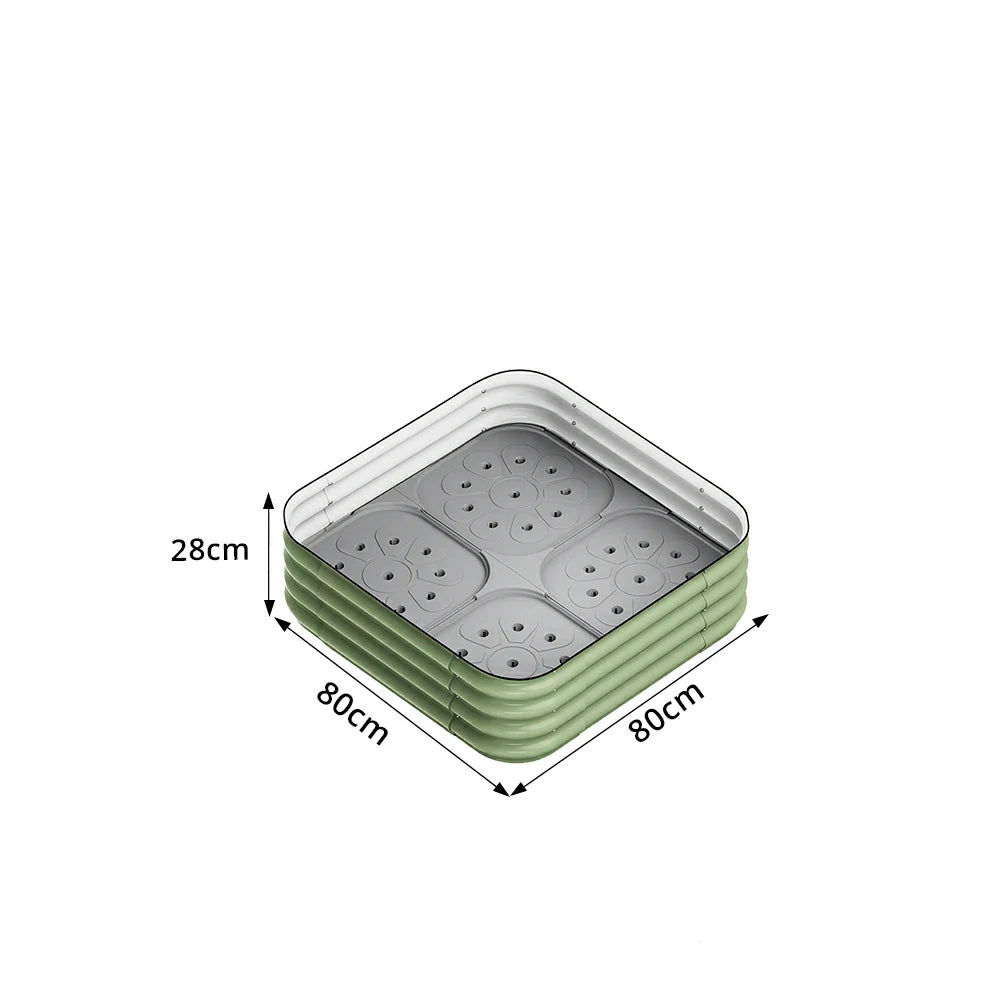 SOLARA Modular Raised Garden Bed with Water Reservoir Reinforced Outdoor Planter Box 80x80x28cm for Balcony Courtyard