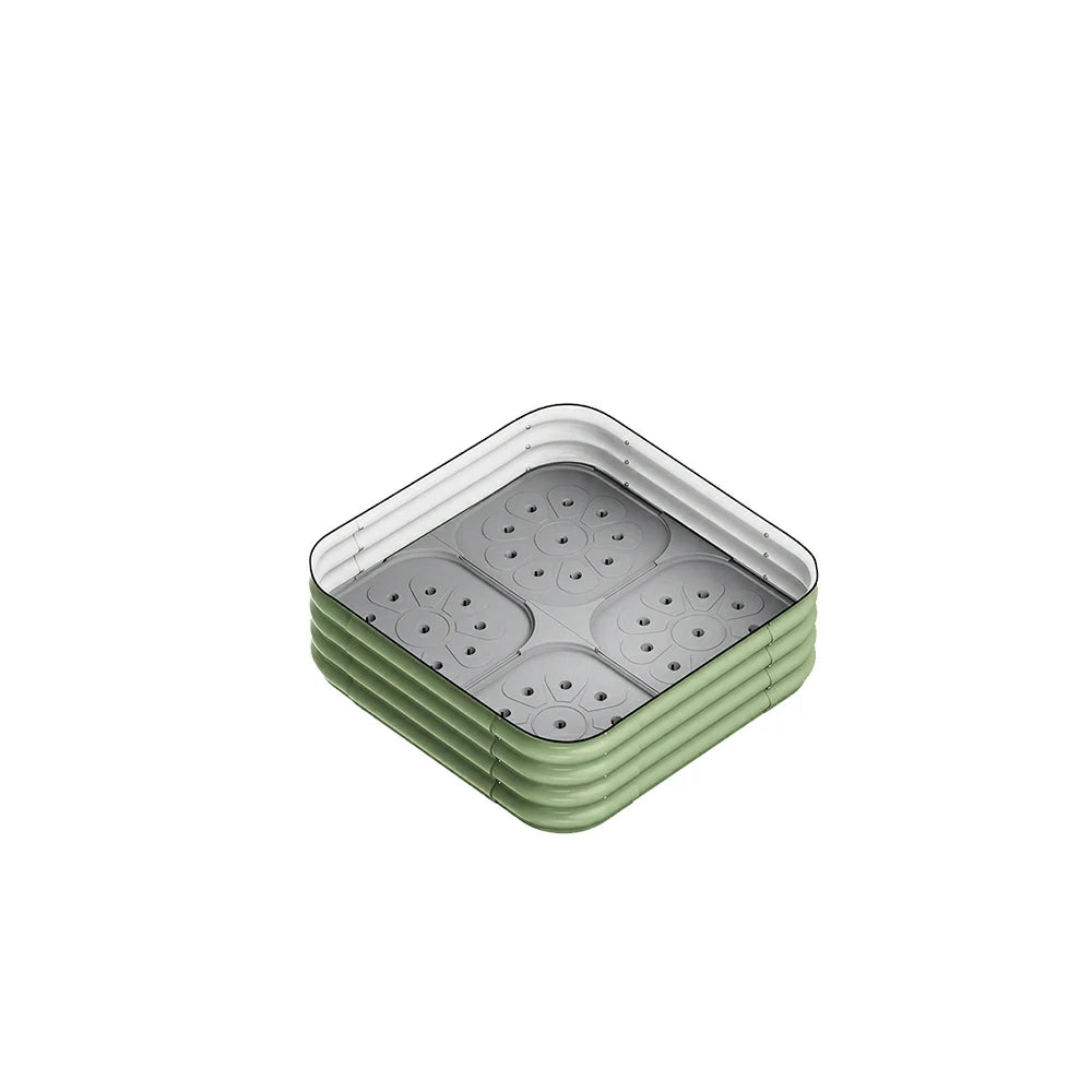 SOLARA Modular Raised Garden Bed with Water Reservoir Reinforced Outdoor Planter Box 80x80x28cm for Balcony Courtyard