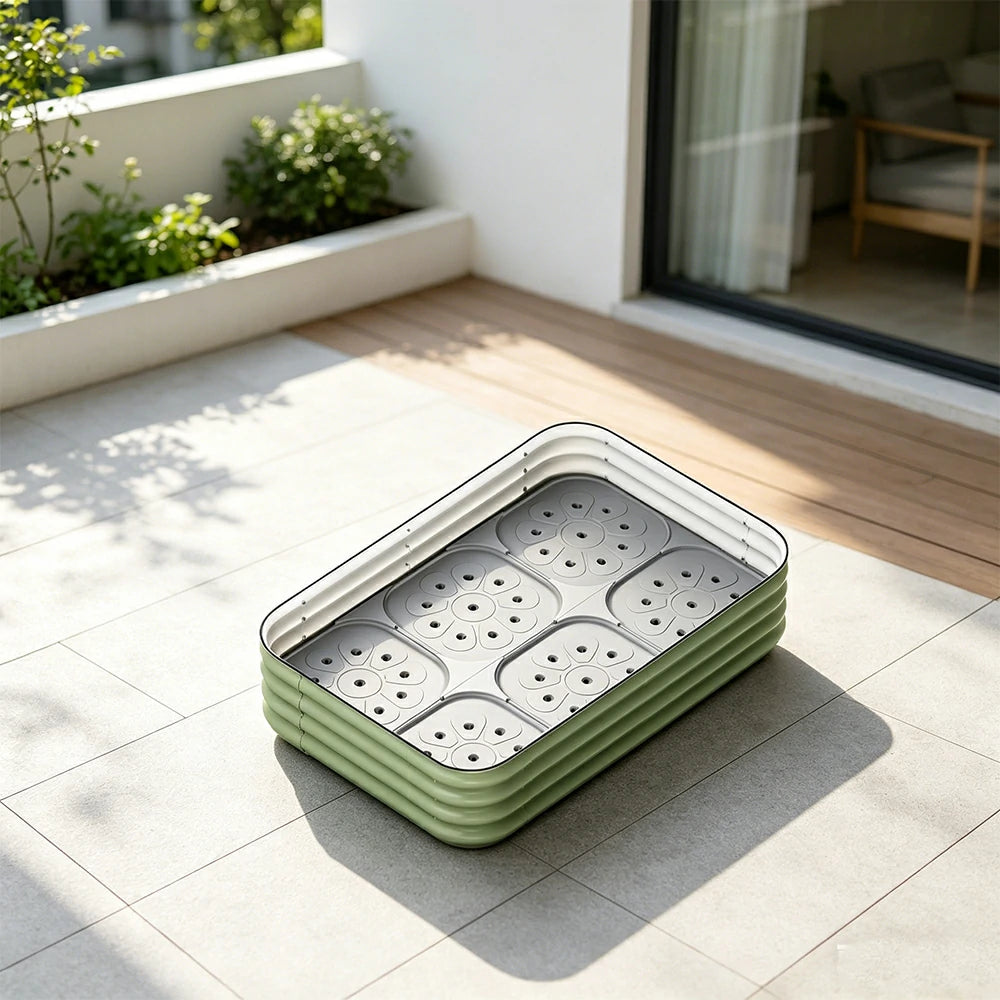 SOLARA Modular Raised Garden Bed with Water Reservoir Reinforced Outdoor Planter Box 120x80x28cm for Balcony Courtyard