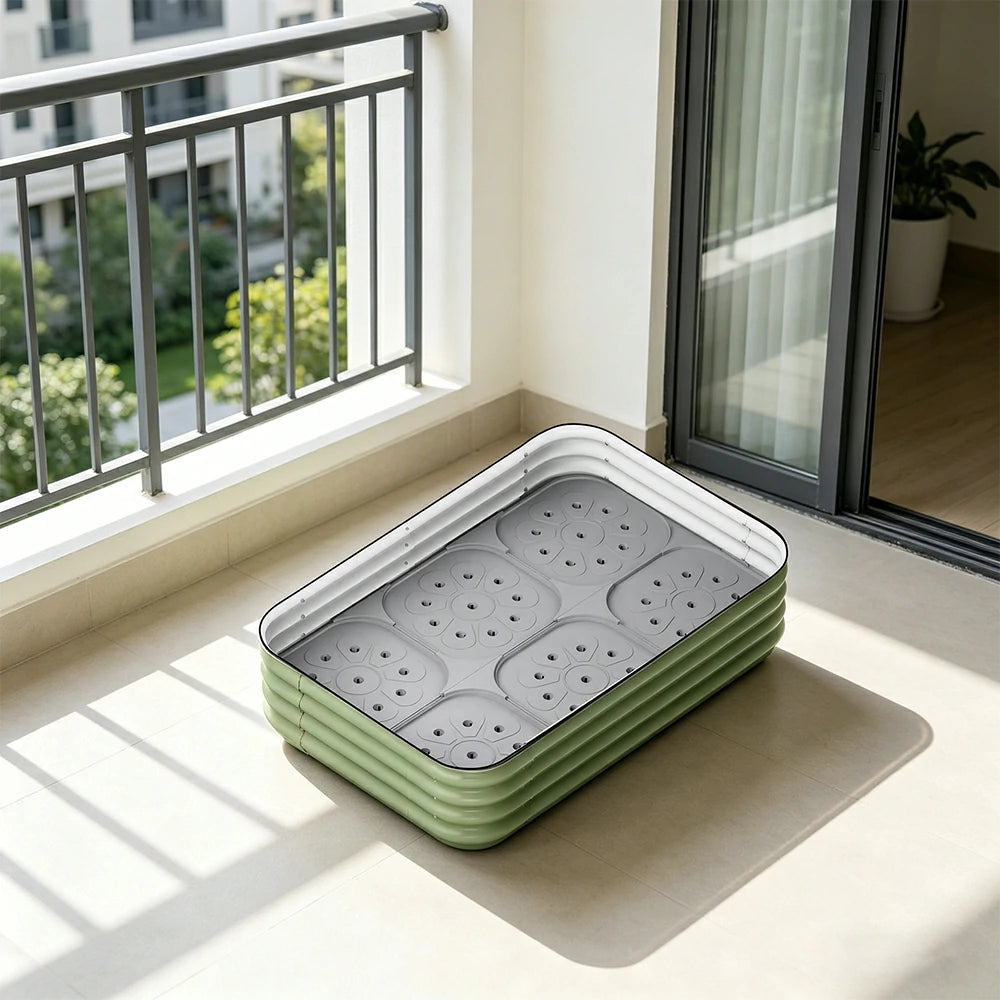 SOLARA Modular Raised Garden Bed with Water Reservoir Reinforced Outdoor Planter Box 120x80x28cm for Balcony Courtyard