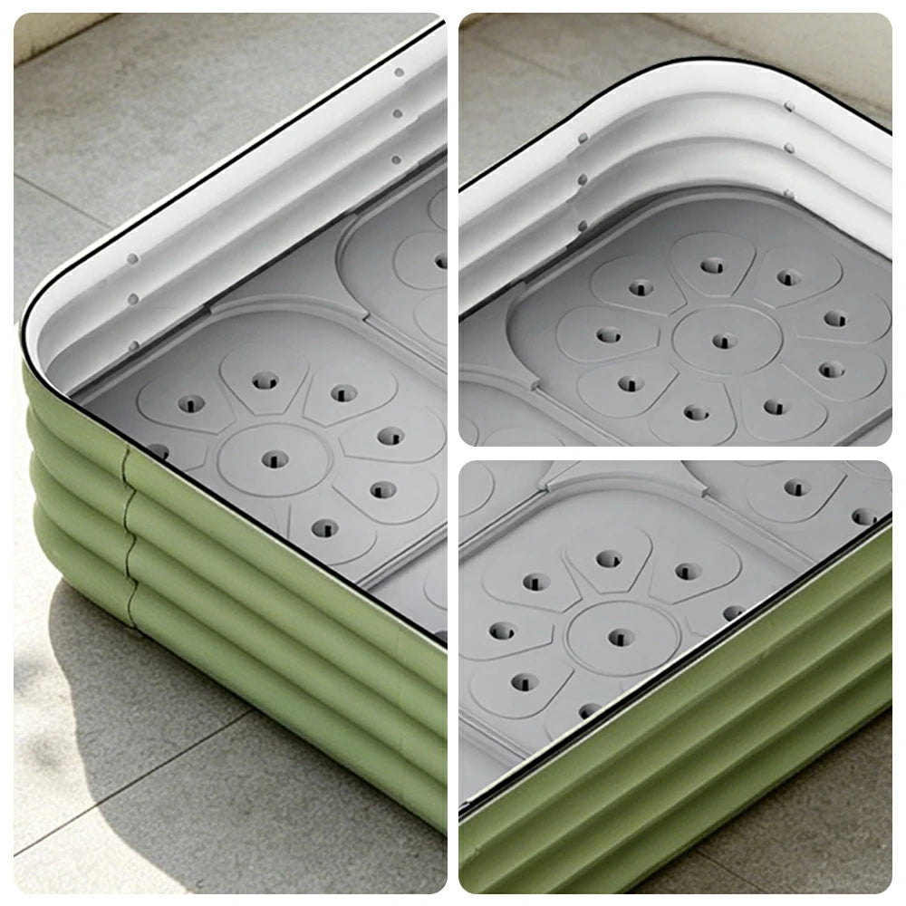 SOLARA Modular Raised Garden Bed with Water Reservoir Reinforced Outdoor Planter Box 120x80x28cm for Balcony Courtyard