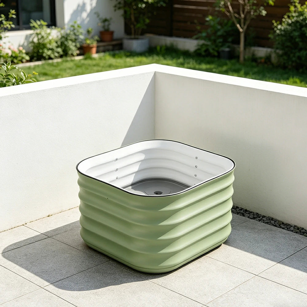SOLARA Modular Raised Garden Bed with Water Reservoir Reinforced Outdoor Planter Box 40x40x43cm for Balcony Courtyard