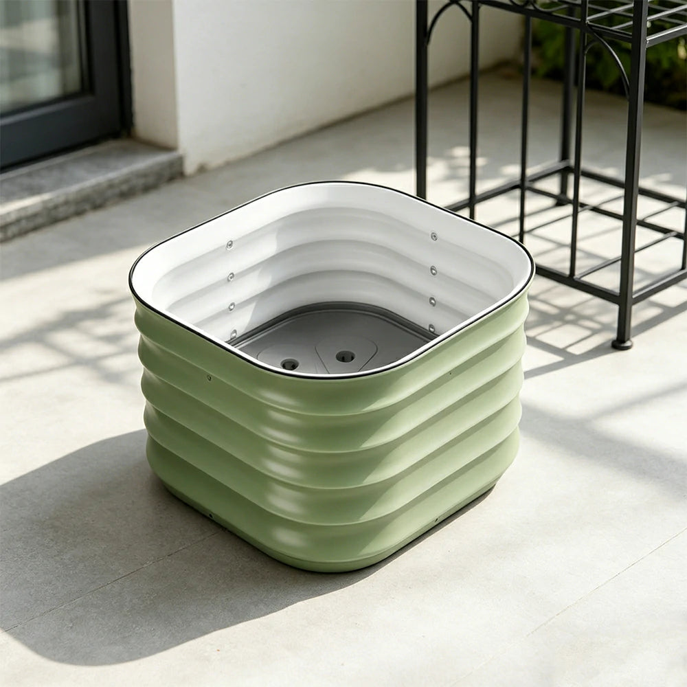 SOLARA Modular Raised Garden Bed with Water Reservoir Reinforced Outdoor Planter Box 40x40x43cm for Balcony Courtyard