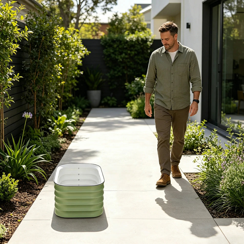 SOLARA Modular Raised Garden Bed with Water Reservoir Reinforced Outdoor Planter Box 40x40x43cm for Balcony Courtyard