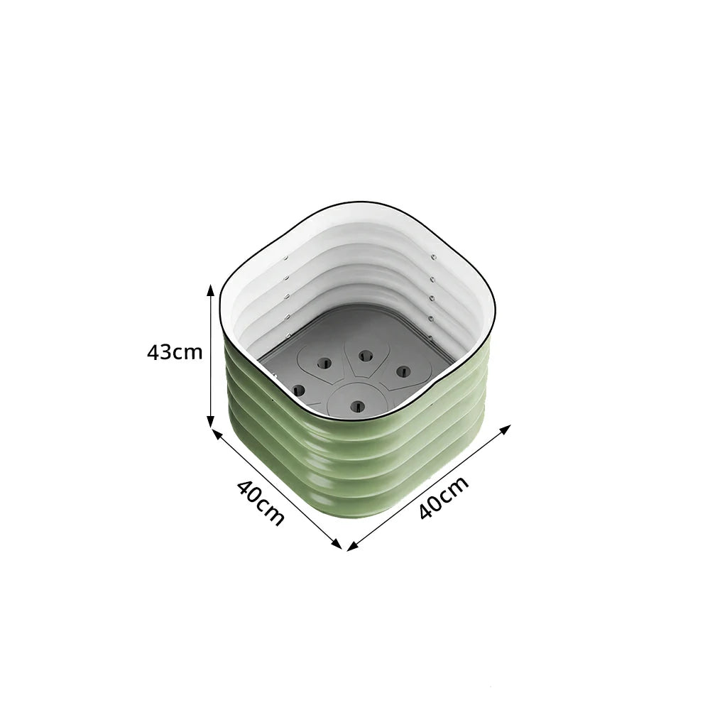 SOLARA Modular Raised Garden Bed with Water Reservoir Reinforced Outdoor Planter Box 40x40x43cm for Balcony Courtyard