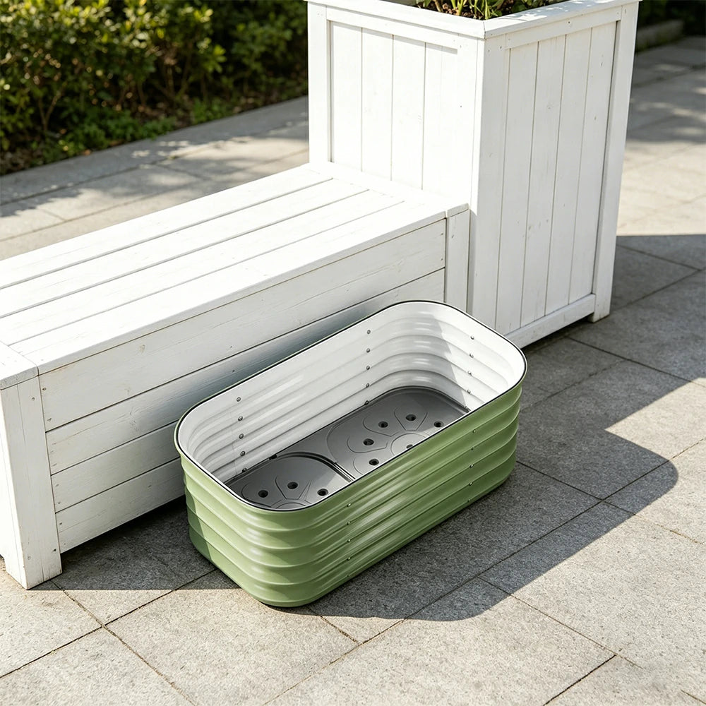 SOLARA Modular Raised Garden Bed with Water Reservoir Reinforced Outdoor Planter Box 80x40x43cm for Balcony Courtyard