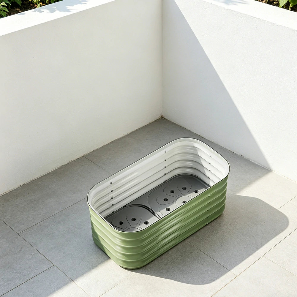 SOLARA Modular Raised Garden Bed with Water Reservoir Reinforced Outdoor Planter Box 80x40x43cm for Balcony Courtyard
