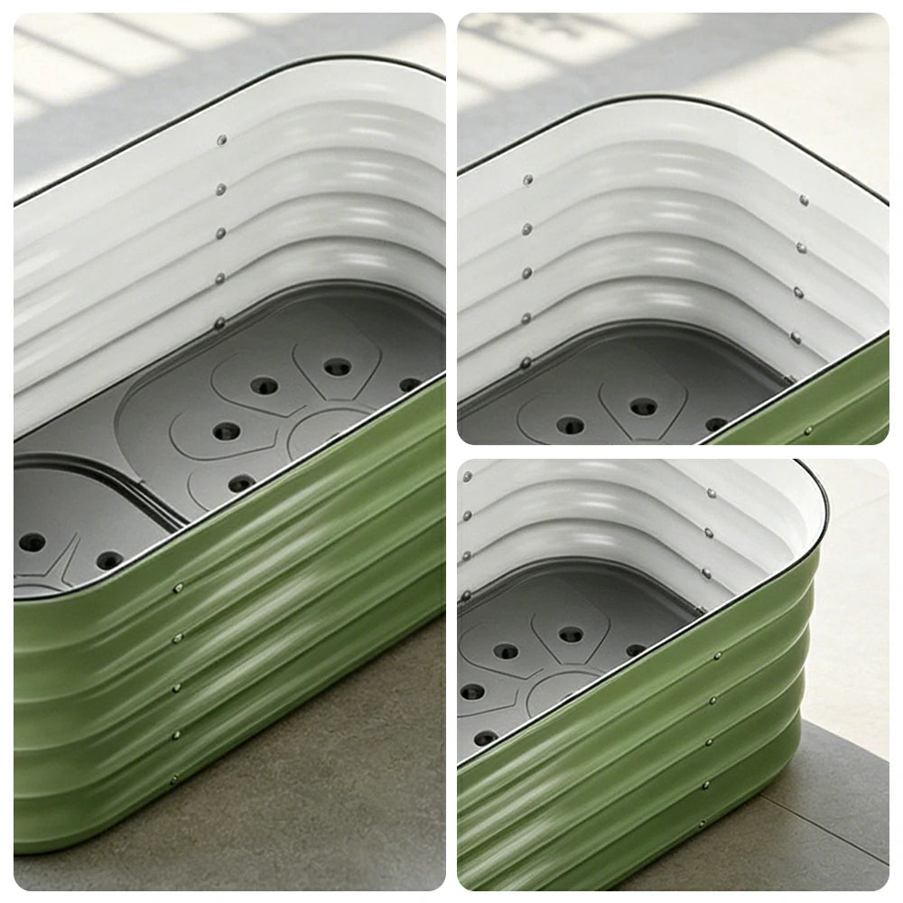 SOLARA Modular Raised Garden Bed with Water Reservoir Reinforced Outdoor Planter Box 80x40x43cm for Balcony Courtyard