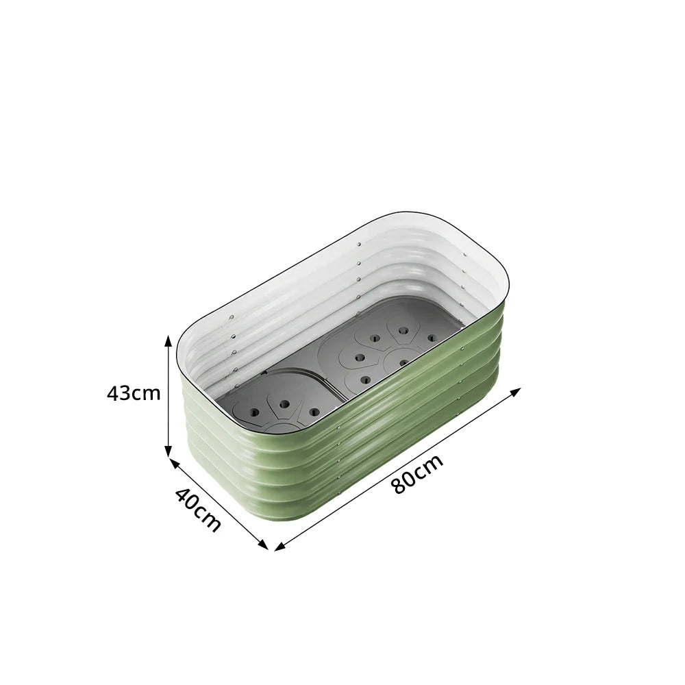 SOLARA Modular Raised Garden Bed with Water Reservoir Reinforced Outdoor Planter Box 80x40x43cm for Balcony Courtyard