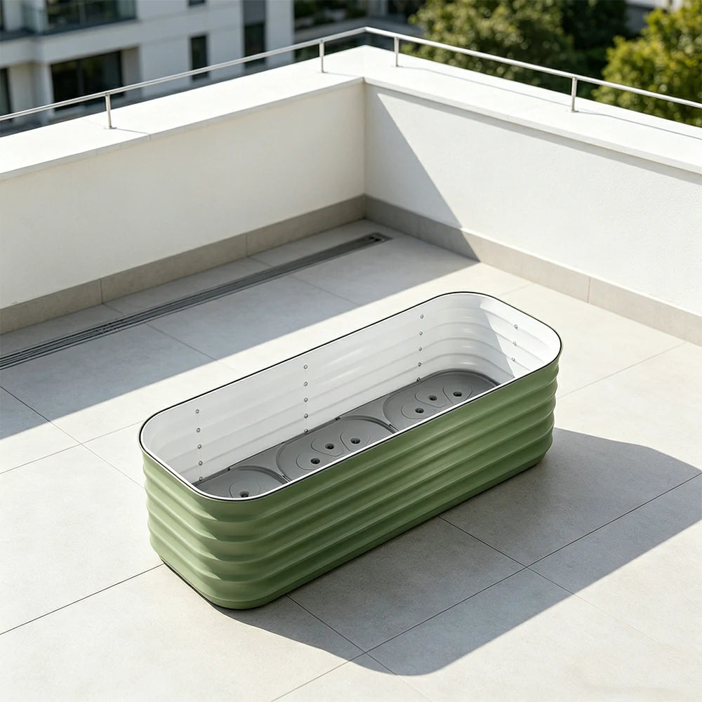 SOLARA Modular Raised Garden Bed with Water Reservoir Reinforced Outdoor Planter Box 120x40x43cm for Balcony Courtyard