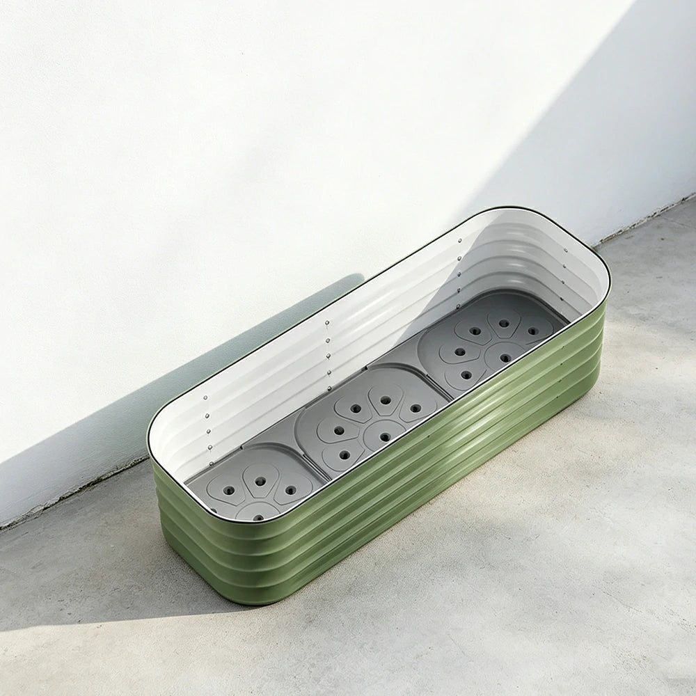 SOLARA Modular Raised Garden Bed with Water Reservoir Reinforced Outdoor Planter Box 120x40x43cm for Balcony Courtyard