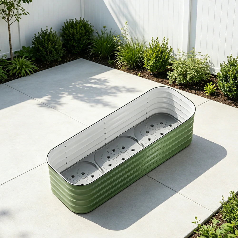 SOLARA Modular Raised Garden Bed with Water Reservoir Reinforced Outdoor Planter Box 120x40x43cm for Balcony Courtyard